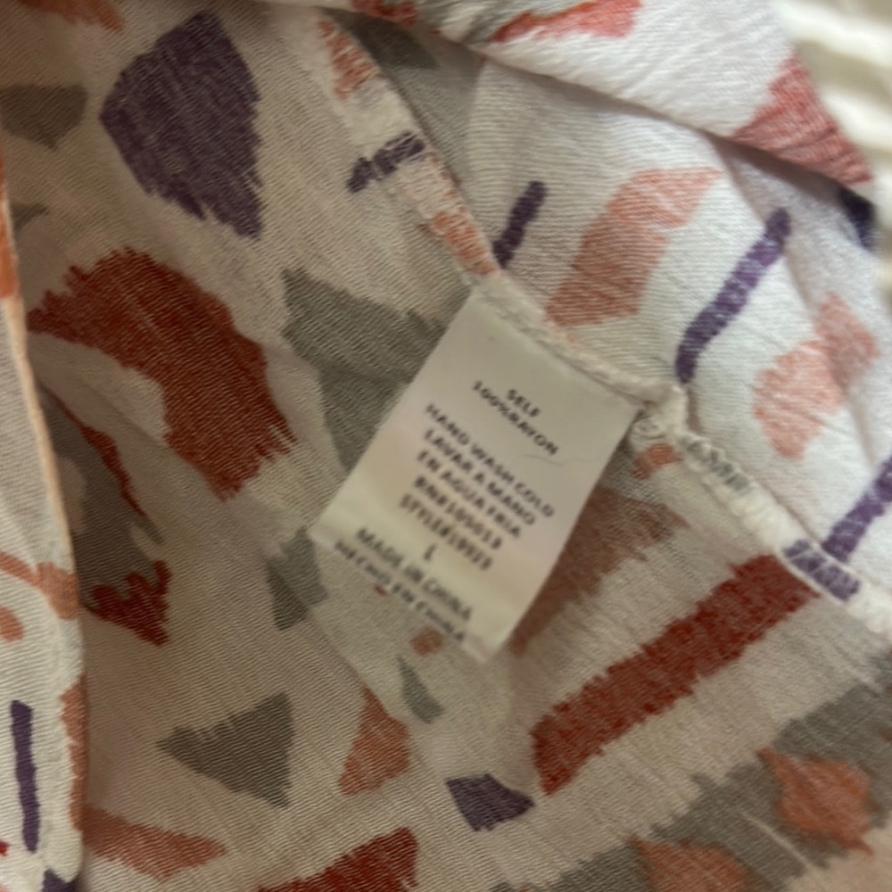 ANDREE BY UNIT White and Orange Bishop Sleeve Blouse - Picture 5 of 5
